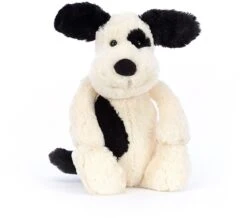 Jellycat Bashful Welpe Schwarz Und Cremefarben Mittelgroß - 31cm