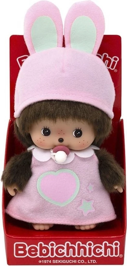 Sekiguchi 221158 - Original Bebichhichi Mädchen, Aus Braunem Plüsch, Mit Rosa Kleidchen Und Rosa Hasenohrenmützchen, Ca. 15 Cm 2 Sekiguchi 221158 - Original Bebichhichi Mädchen, Aus Braunem Plüsch, Mit Rosa Kleidchen Und Rosa Hasenohrenmützchen, Ca. 15 Cm – Bild 2