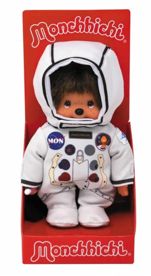 Sekiguchi 221257 - Original Monchhichi Junge Astronaut, Aus Braunem Plüsch, Im Weißen Raumfahrtoverall, Ca. 20 Cm 2 Sekiguchi 221257 - Original Monchhichi Junge Astronaut, Aus Braunem Plüsch, Im Weißen Raumfahrtoverall, Ca. 20 Cm – Bild 2