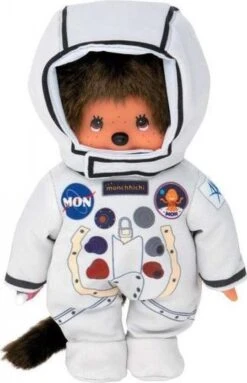 Sekiguchi 221257 - Original Monchhichi Junge Astronaut, Aus Braunem Plüsch, Im Weißen Raumfahrtoverall, Ca. 20 Cm