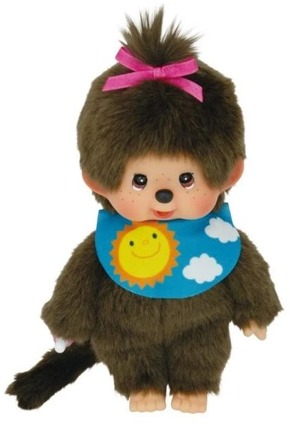 Sekiguchi 233748 Original Monchhichi Mädchen Sleepy, Aus Braunem Plüsch, Mit Farbigem Lätzchen Und Zopf Mit Schleife, Ca. 20 Cm 1 Sekiguchi 233748 Original Monchhichi Mädchen Sleepy, Aus Braunem Plüsch, Mit Farbigem Lätzchen Und Zopf Mit Schleife, Ca. 20 Cm