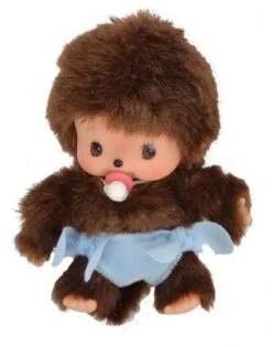 Sekiguchi 235370 - Original Bebichhichi Junge, Aus Braunem Plüsch, Mit Blauer Windel, Ca. 15 Cm