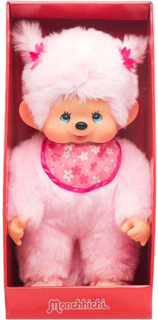 Sekiguchi 242405 - Original Monchhichi Mädchen Kirschblüte, Aus Rosa Plüsch, Mit Lätzchen Und Zöpfen Mit Blumen, Ca. 45 Cm 3 Sekiguchi 242405 - Original Monchhichi Mädchen Kirschblüte, Aus Rosa Plüsch, Mit Lätzchen Und Zöpfen Mit Blumen, Ca. 45 Cm – Bild 3