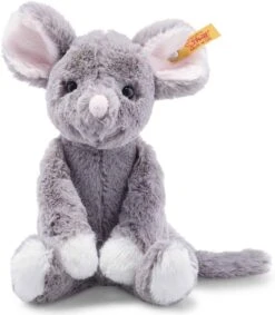 Steiff Ratte Mia Maus, Original Plüschtier 20 Cm, Plüschmaus, Kuscheltier Für Kinder, Soft Cuddly Friends, Schmusetier Zum Spielen & Kuscheln, Beweglich & Waschbar, Stofftier Grau (056376)